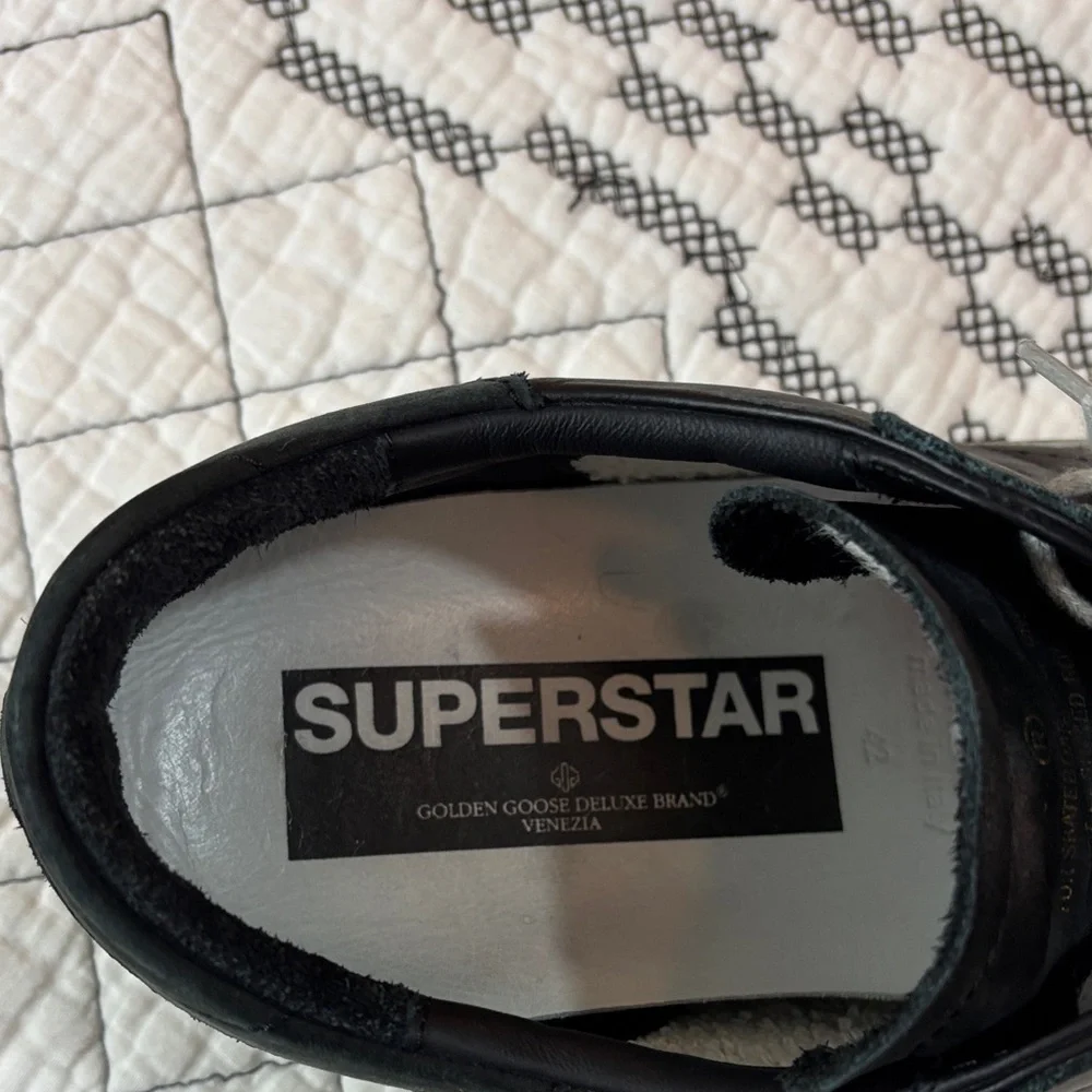 Golden Goose Black Leather Sneakers with White Laces